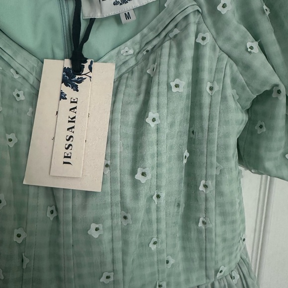 JessaKae Spring Meadow Green Gingham Floral Dress - Picture 5 of 6